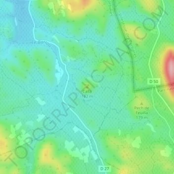 Topografische Karte Calla, Höhe, Relief