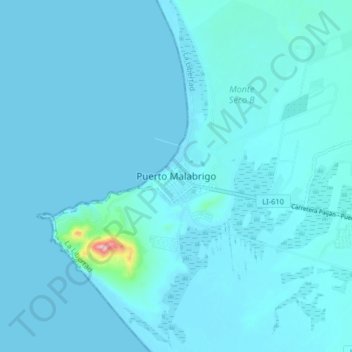 Topografische Karte Puerto Malabrigo, Höhe, Relief