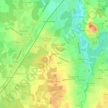 Topografische Karte Les Bioux, Höhe, Relief