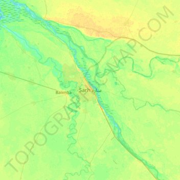 Topografische Karte Sarh, Höhe, Relief