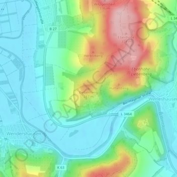 Topografische Karte Liebenberg, Höhe, Relief