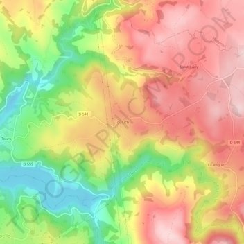 Topografische Karte Touluch, Höhe, Relief