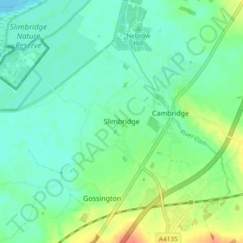 Topografische Karte Slimbridge, Höhe, Relief