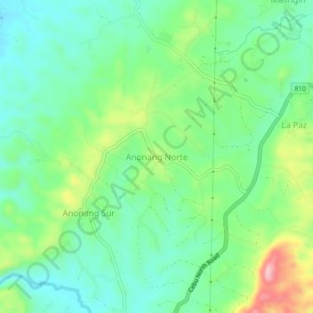 Topografische Karte Anonang Norte, Höhe, Relief