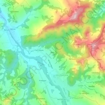 Topografische Karte Pieve, Höhe, Relief