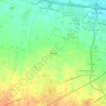 Topografische Karte Vigolante, Höhe, Relief