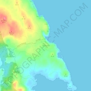 Topografische Karte Rudine, Höhe, Relief