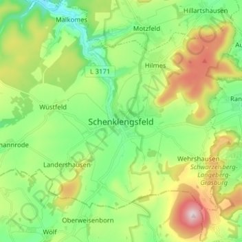 Topografische Karte Schenklengsfeld, Höhe, Relief