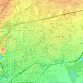Topografische Karte Moncucco, Höhe, Relief