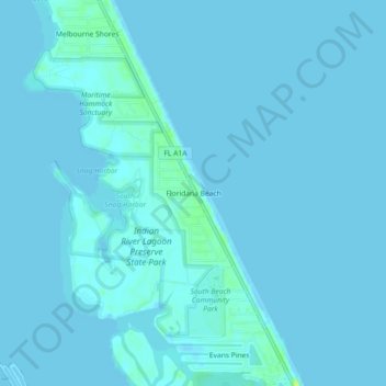 Topografische Karte Floridana Beach, Höhe, Relief