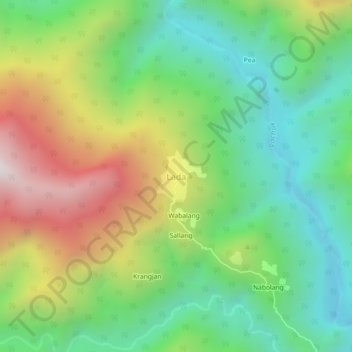 Topografische Karte Lada, Höhe, Relief