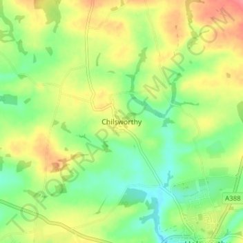 Topografische Karte Chilsworthy, Höhe, Relief