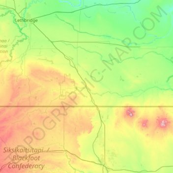 Topografische Karte Milk River (town), Höhe, Relief