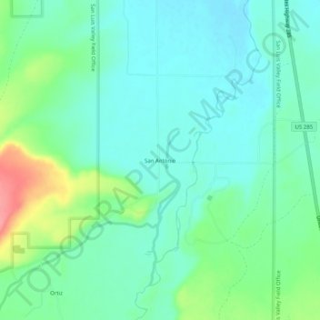 Topografische Karte San Antonio, Höhe, Relief