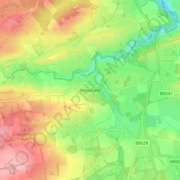 Topografische Karte Westfield, Höhe, Relief