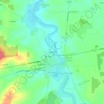 Topografische Karte La Camuse, Höhe, Relief