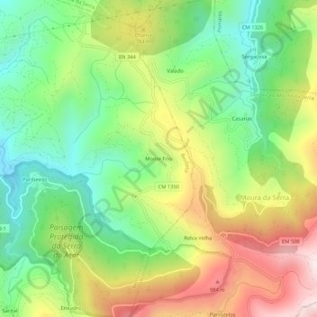 Topografische Karte Monte Frio, Höhe, Relief