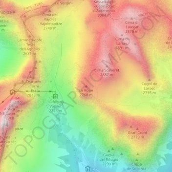Topografische Karte Le Pope, Höhe, Relief