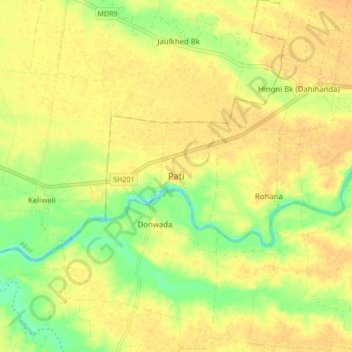 Topografische Karte Pati, Höhe, Relief