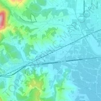 Topografische Karte Spazzavento, Höhe, Relief