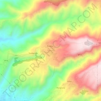 Topografische Karte Terreti, Höhe, Relief