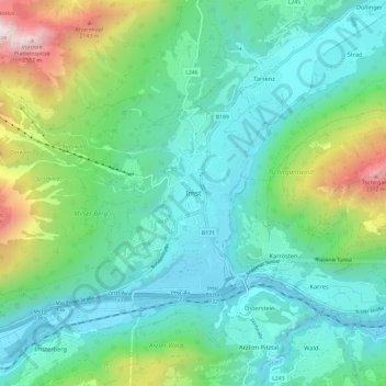 Topografische Karte Imst, Höhe, Relief