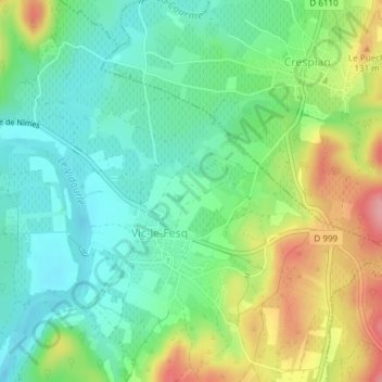 Topografische Karte Vialat, Höhe, Relief