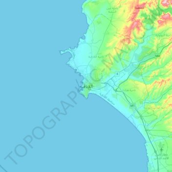 Topografische Karte Latakia, Höhe, Relief