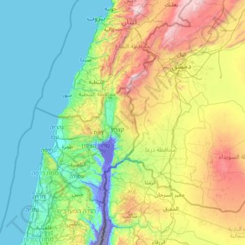 Topografische Karte Golanhöhen, Höhe, Relief