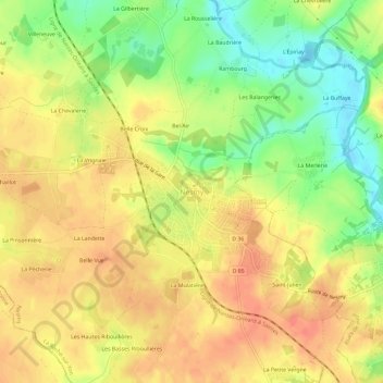 Topografische Karte Nesmy, Höhe, Relief