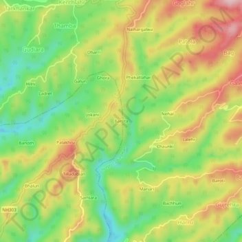 Topografische Karte Barota, Höhe, Relief