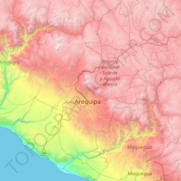 Topografische Karte Provincia de Arequipa, Höhe, Relief