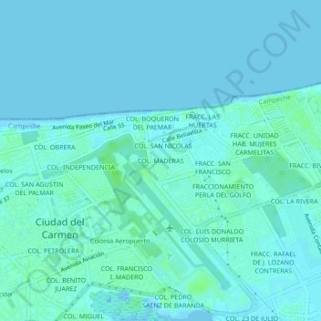 Topografische Karte COL. MADERAS, Höhe, Relief