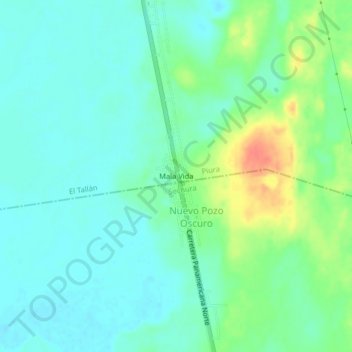 Topografische Karte Mala Vida, Höhe, Relief