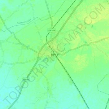 Topografische Karte Bavla, Höhe, Relief