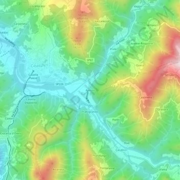 Topografische Karte Avosso, Höhe, Relief