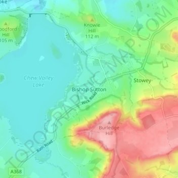 Topografische Karte Bishop Sutton, Höhe, Relief