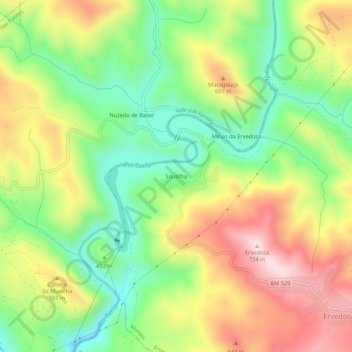 Topografische Karte Soutilha, Höhe, Relief