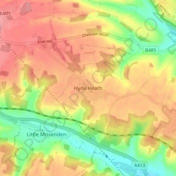 Topografische Karte Hyde Heath, Höhe, Relief