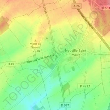 Topografische Karte La Targette, Höhe, Relief