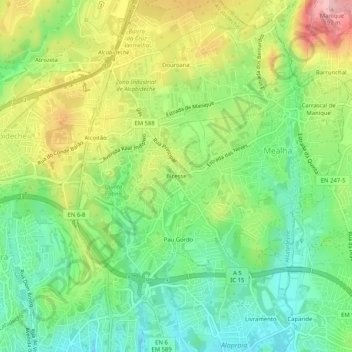 Topografische Karte Bicesse, Höhe, Relief