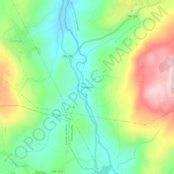 Topografische Karte Mosteiro, Höhe, Relief