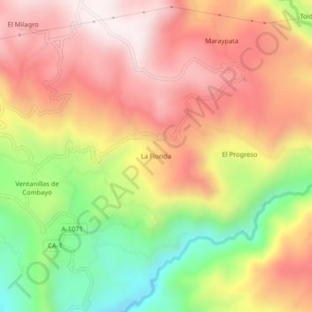 Topografische Karte La Florida, Höhe, Relief