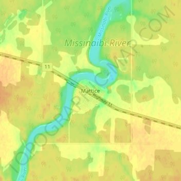 Topografische Karte Mattice, Höhe, Relief