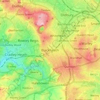 Topografische Karte Blackheath, Höhe, Relief
