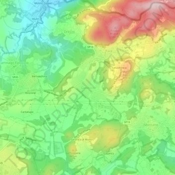 Topografische Karte Gironico, Höhe, Relief