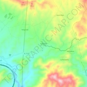 Topografische Karte Gafarillos, Höhe, Relief