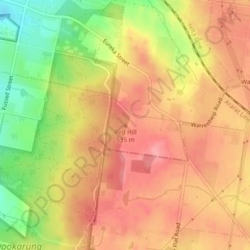Topografische Karte Red Hill, Höhe, Relief
