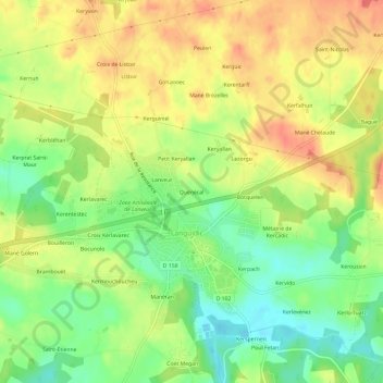 Topografische Karte Quénécal, Höhe, Relief