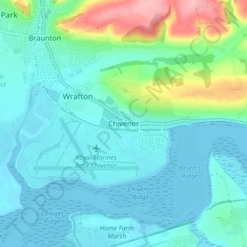 Topografische Karte Chivenor, Höhe, Relief